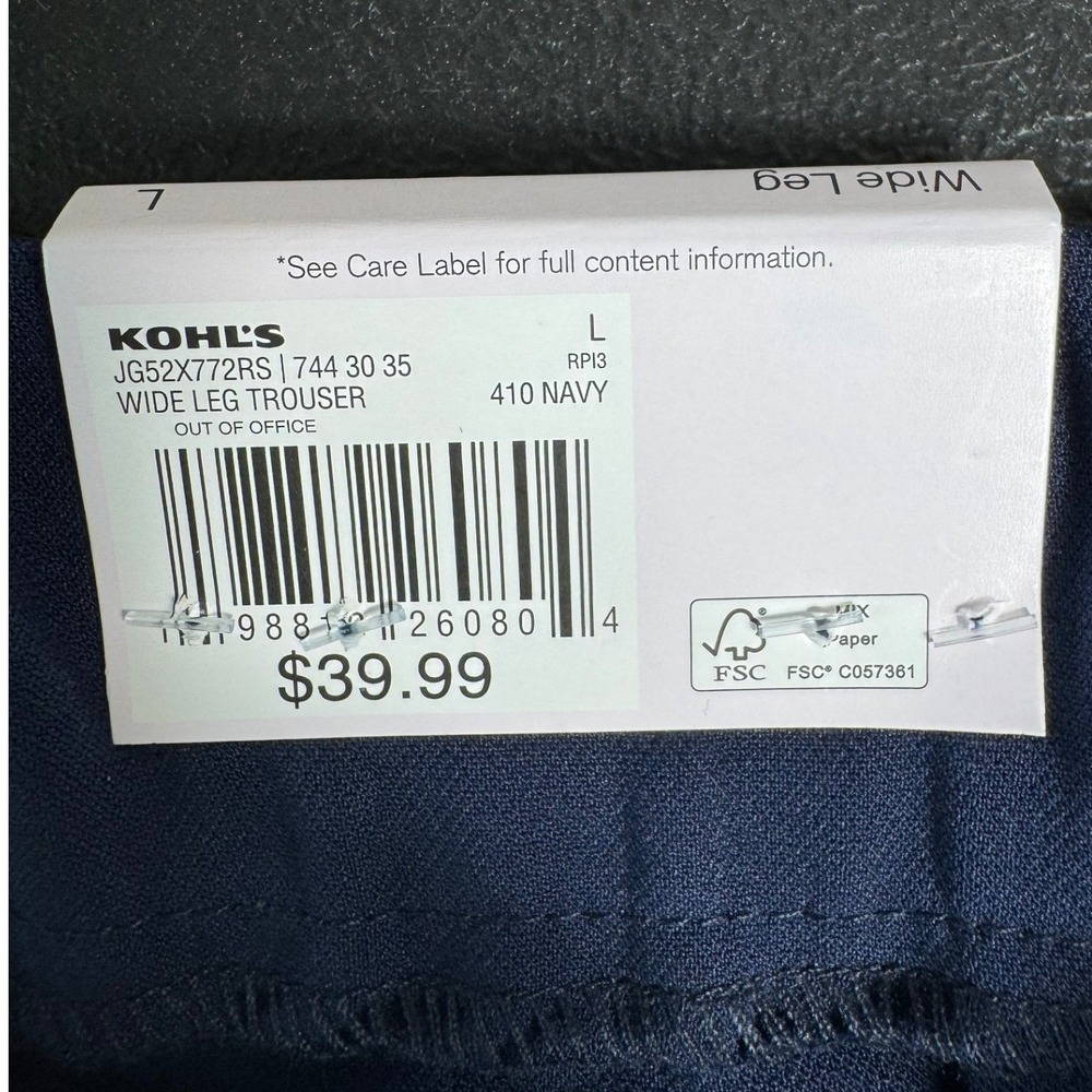 SO Womens High Rise Wide Leg Trouser Navy Blue Pleated Pants JG52X772RS Size L - Picture 6 of 9